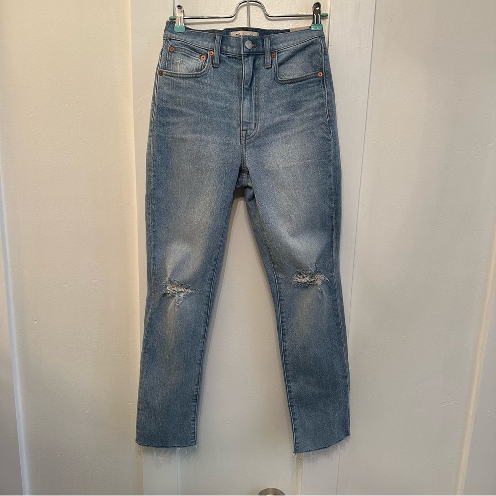 NWT 24 25P Madewell High-Rise Slim Boyjean in Prentice Wash Ripped Edition
